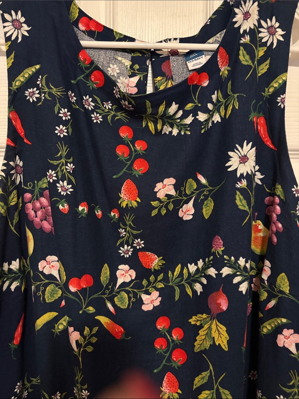 Old Navy Navy Sleeveless Floral & Fruit Print Shift Dress - Picture 2 of 4